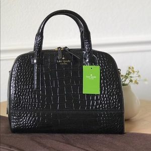 NWT Kate Spade Black Croc Effect Bag